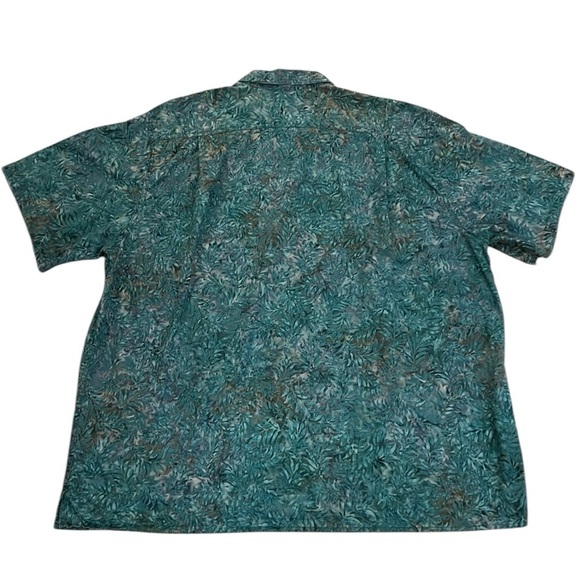Scully Western Tropic Print Collared Shirt Teal Button Up Short Sleeve XXL - Picture 4 of 9